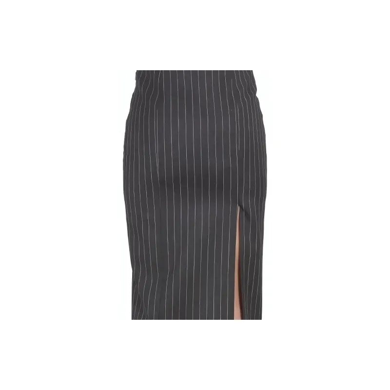 VERSACE Pinstripe High Waist Midi Skirt-5