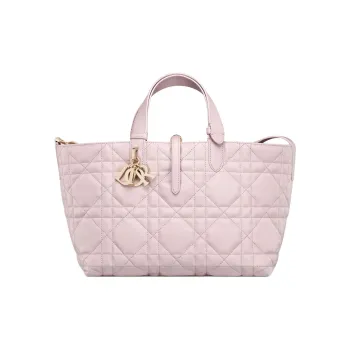 DIOR Toujours Cow Leather One Shoulder Handbag Medium Size Women's Light Pink