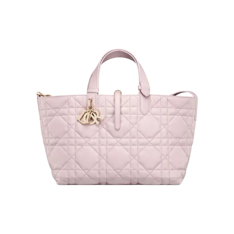DIOR Toujours Cow Leather One Shoulder Handbag Medium Size Women's Light Pink-0