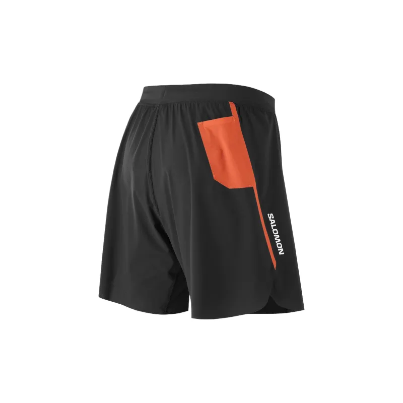 SALOMON S/LAB Sports Shorts Men's Pitch Black Fire Red-1