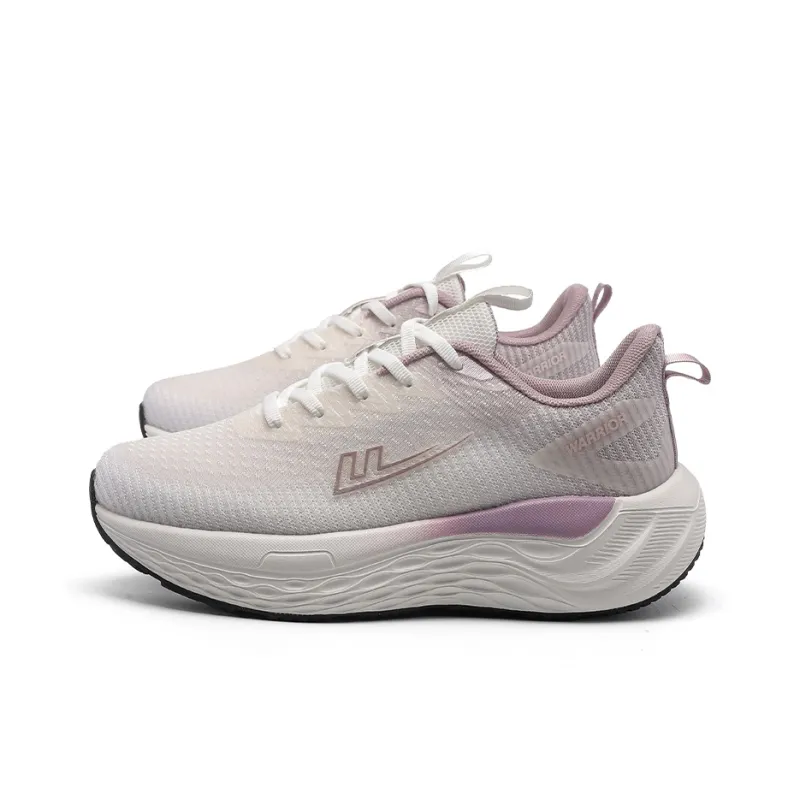 Warrior Cushioned Breathable Slip-Resistant Low-Top Running Shoes Women's White Purple-1