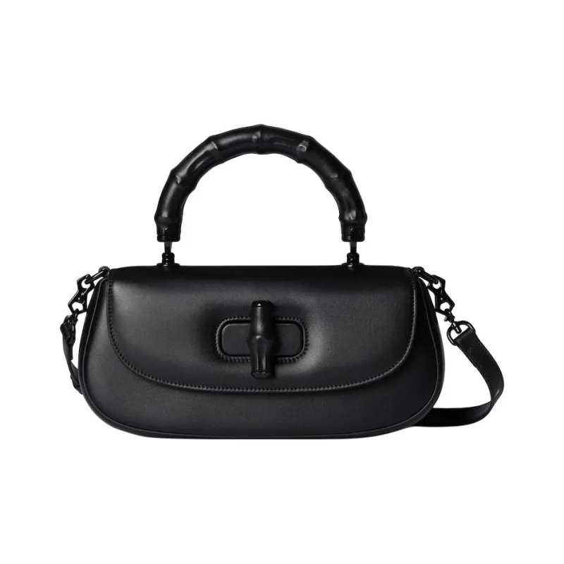 GUCCI Soft Leather One Shoulder Handbag Small Size Women's Black-0