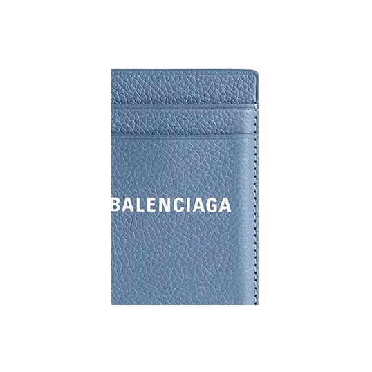Balenciaga Cash Grain Cow Leather Card Holder Men's Blue-4