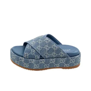GUCCI Women's Gg Platform Slide Sandal 'Light Blue Denim' Women's