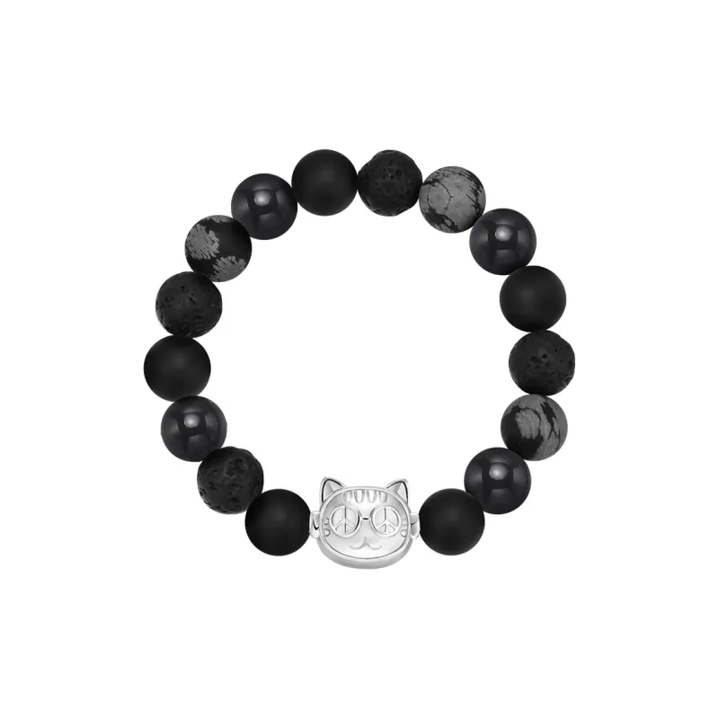 PEACE & CAT Obsidian Jade Bracelets Men's-2