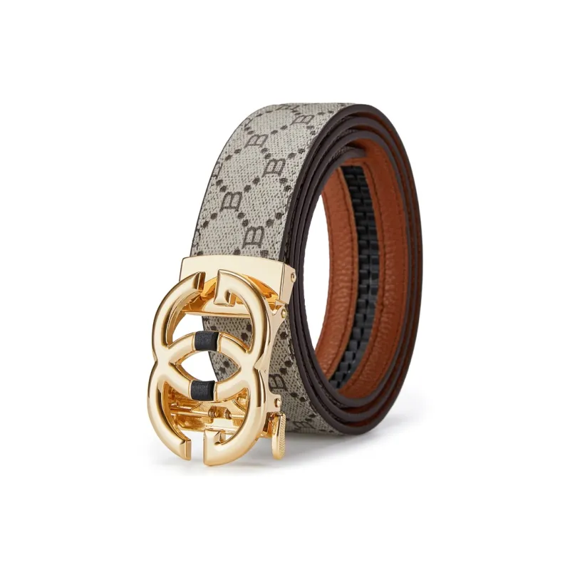 GUSKI Top Grain Cow Leather Trendy Belt, Waistband Men's Gunmetal Width 3.5cm Gift Box Set-5