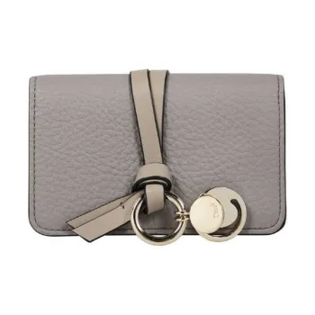 Chloe Grain Leather Coin Purse Women's Gray