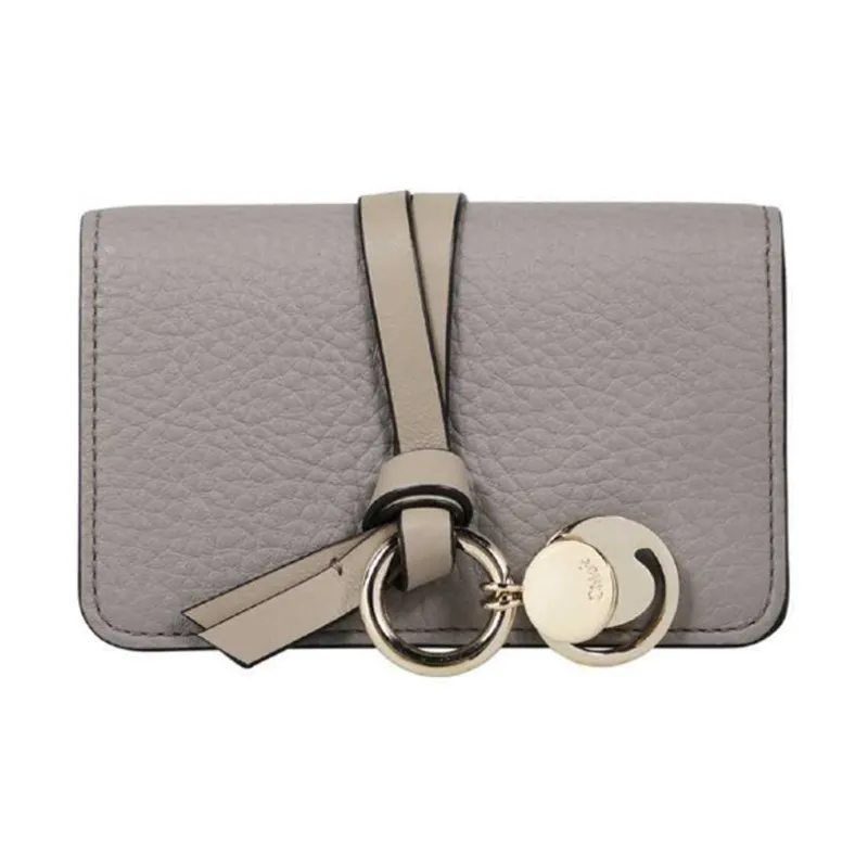 Chloe Grain Leather Coin Purse Women's Gray-0