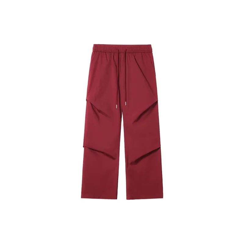 HOKLV Workwear Style Vintage Casual Pants, Wide Leg Straight Fit With A Draping Effect Unisex-27