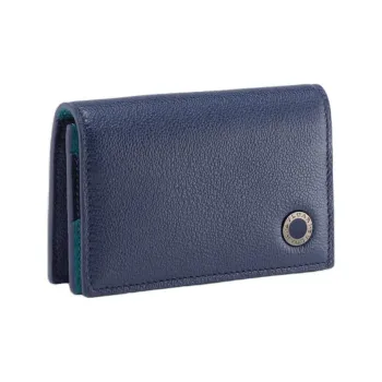 BVLGARI Calfskin Card Holder Regular Men's Blue