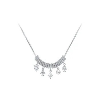 BABYBEI 925 Silver Plated In 18K White Gold Necklaces Women's