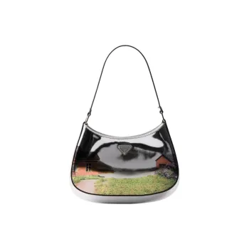 PRADA Cleo Calfskin Shoulder Bag Women's Silver