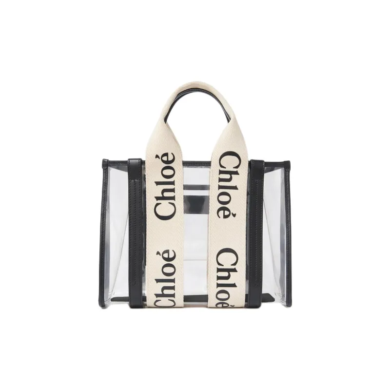 Chloe Woody Polyurethane Tote Bag Shopping Bag Handbags Small Size Women's White-1