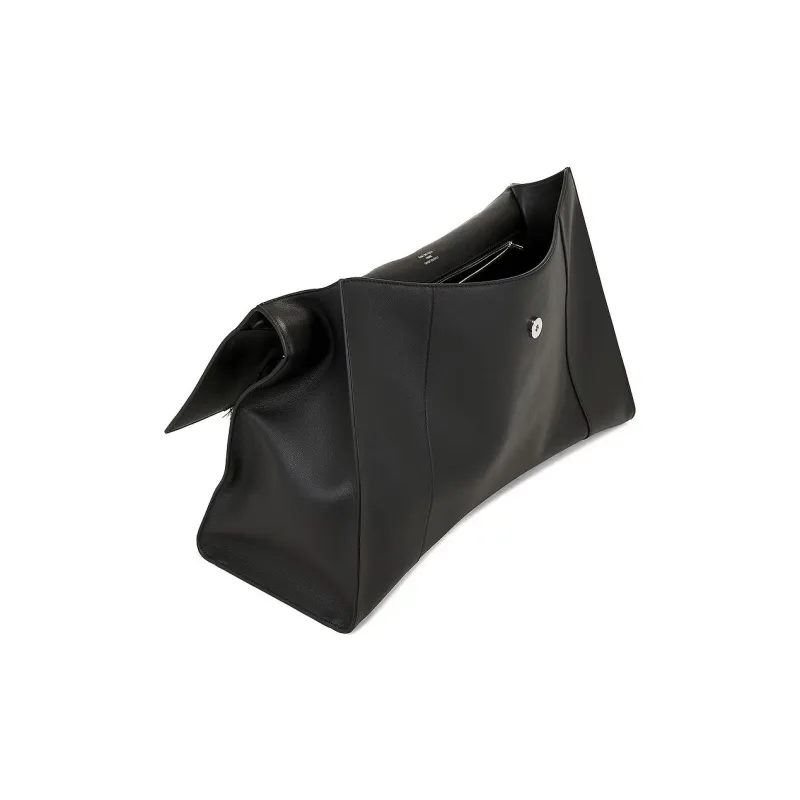 Balenciaga Leather One Shoulder Handbags Large Size Women's Black-4