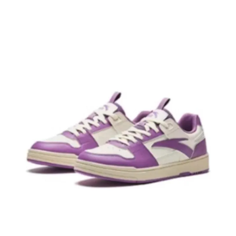Anta Non-slip Lightweight Low-Top Skateboard Shoes Women's White Purple-1