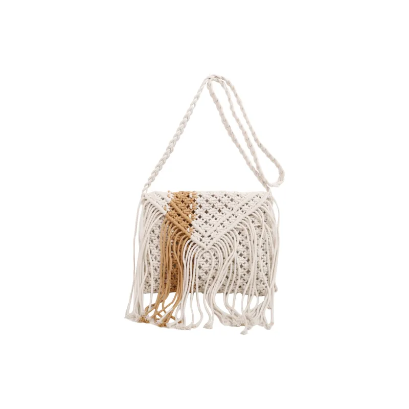 Yalu Woven Shoulder Bag, Crossbody Bag Women's White/Khaki-1