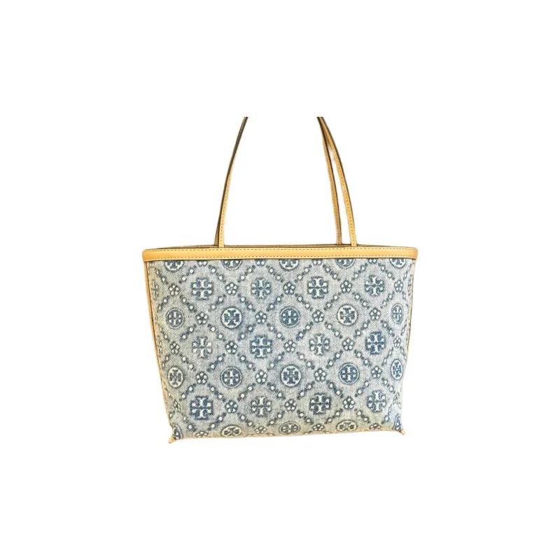 TORY BURCH T Monogram Fabric Tote Bag, Shopping Bag, Handbag, Shoulder Bag Women's Powder Blue-1