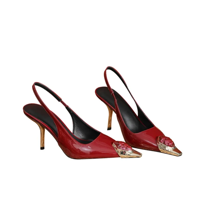 MCKP Slim Heel High Heels Women's Burgundy-3