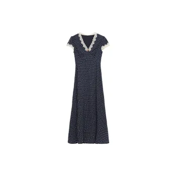 KUNZHUDAXIANG Short Sleeved Dress Women's Blue