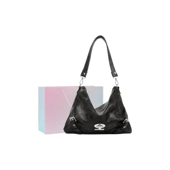 Kenghua Village PU Shoulder Bag Regular Women's Dark Moon Black
