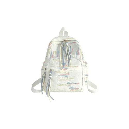 BUBM Composite Cloth Backpack Regular Unisex Black/White/Pink/Yellow