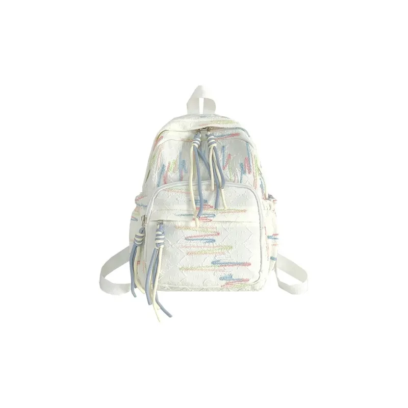 BUBM Composite Cloth Backpack Regular Unisex Black/White/Pink/Yellow-0