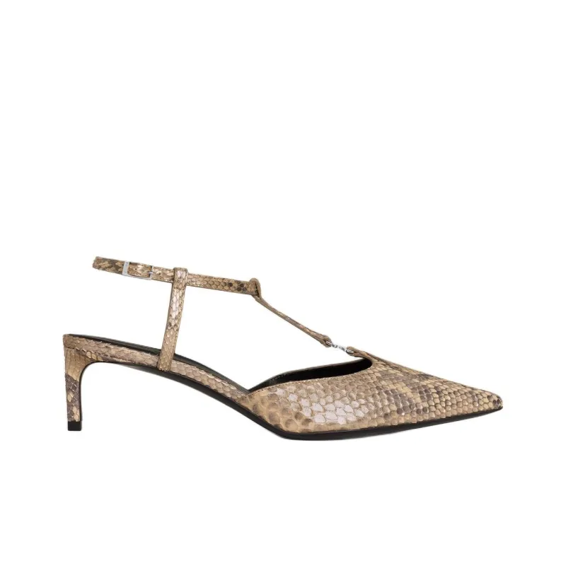 CELINE KITTEN Slim Heel High Heels 5cm Women's Gold-1