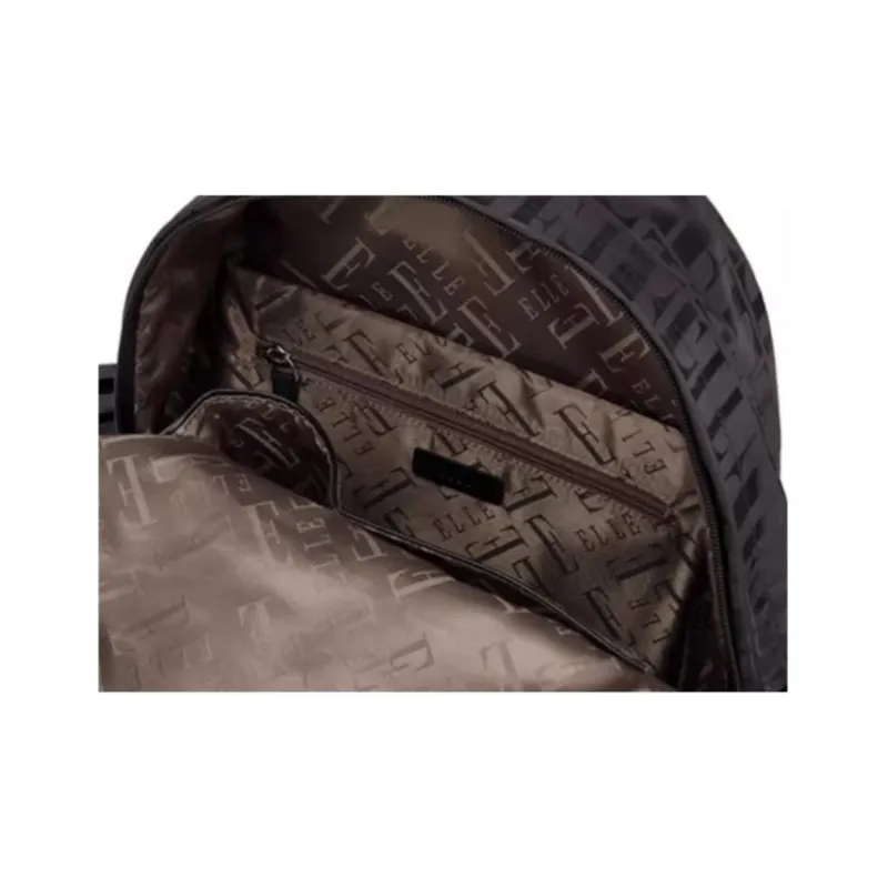 ELLE Fabric Backpack Large Size Women's Black-6