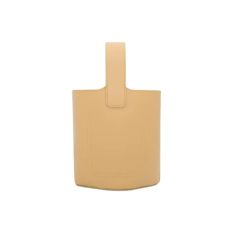 LOEWE Pebble Bucket Smooth Calfskin Bucket Bags One Shoulder Handbags Mini Women's Dark Buttery Color-3