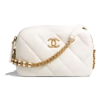 CHANEL 22P Grain Embossed Cow Leather Camera Bag, Shoulder Bag, Crossbody Bag Mini Women's White