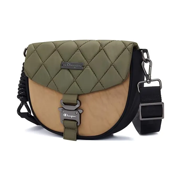 Champion Fabric Saddle Bag Small Crossbody Bag Small Size Unisex Cypress Green/Wheat Umber/Black-1