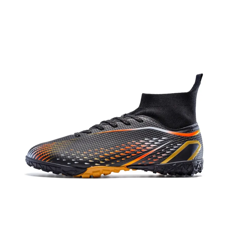 QIUTEXIONG Soccer Shoes Unisex High Top Aqua/White/Gold/Black-15