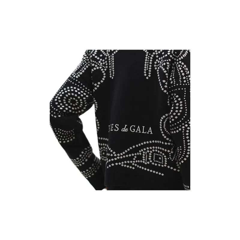 HERMES Cashmere Sweater Women's Blue Black-4