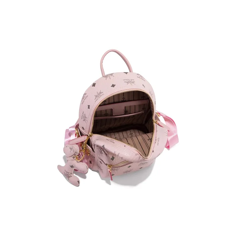 CLEVER& KETCH PU Backpack Women's Ecru/Pink-7