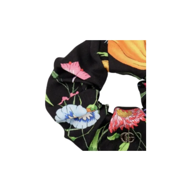 GUCCI Silk Hair Tie Women's Black-2