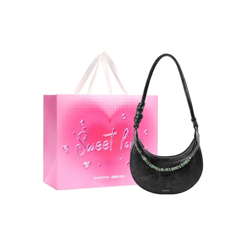 ONE TIME Synthetic Leather Crossbody Bag, Shoulder Bag Regular Women's Black-0