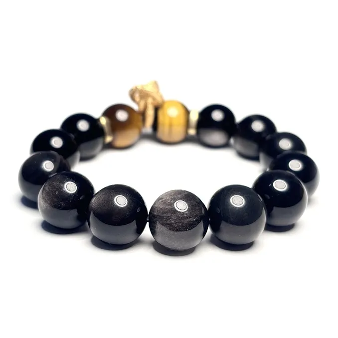 MOUNTAINS AND MANS Obsidian New Chinese Style Good Luck Beaded Bracelet Men's-3
