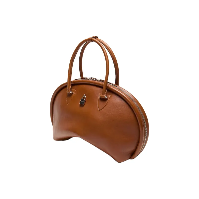 Acne Studios Bowlina Sheepskin One Shoulder Handbag Women's Cognac Brown-1