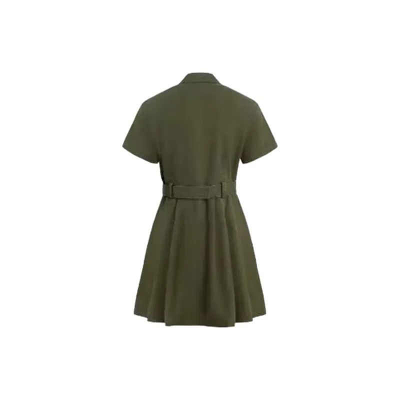 URBAN REVIVO Short Sleeved Dress Women's Olive Green-1