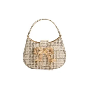 Self portrait Fabric Handbag Medium Size Women's Gold