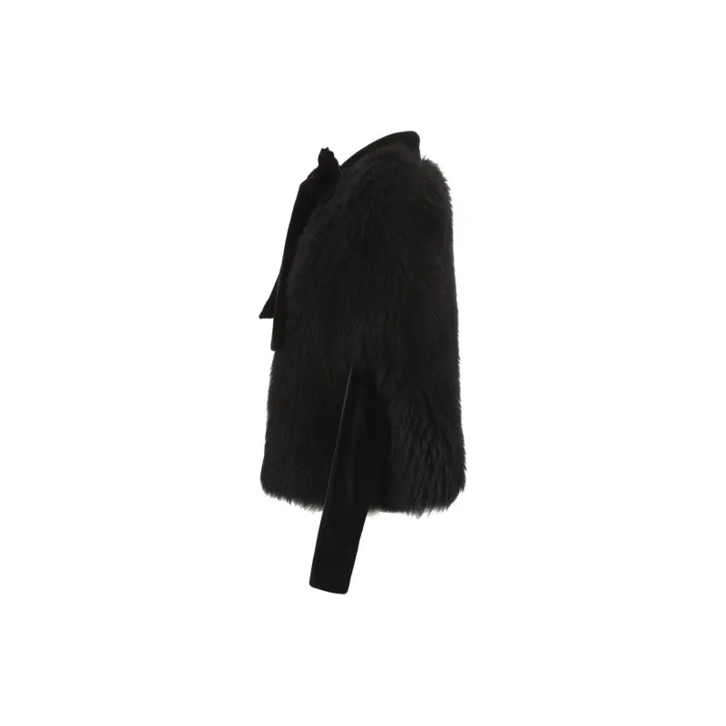 EMPORIO ARMANI Velvet feel Coat Women's Black-2