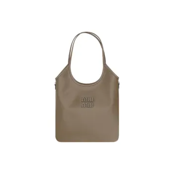 MIU MIU Ivy Calfskin Tote Bag Shopping Bag Handbag Shoulder Bag Women's Dark Gray