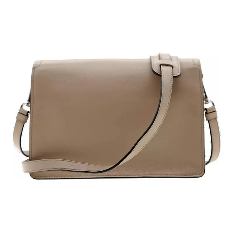 PRADA Leather Shoulder Bag Women's Beige-2
