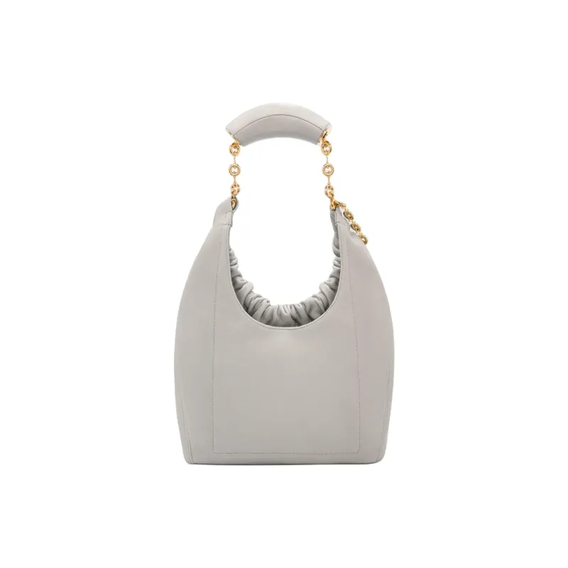 LOEWE Squeeze Lambskin One Shoulder Handbag Small Size Women's Shell Gray-4