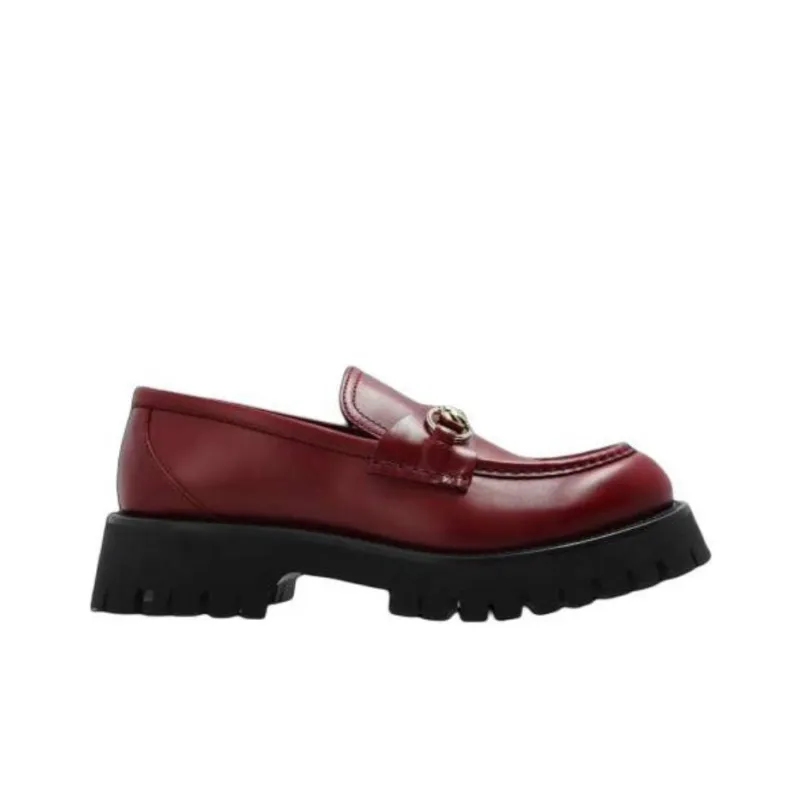 GUCCI Burgundy Loafers 4.5cm Women's Red Brown-1