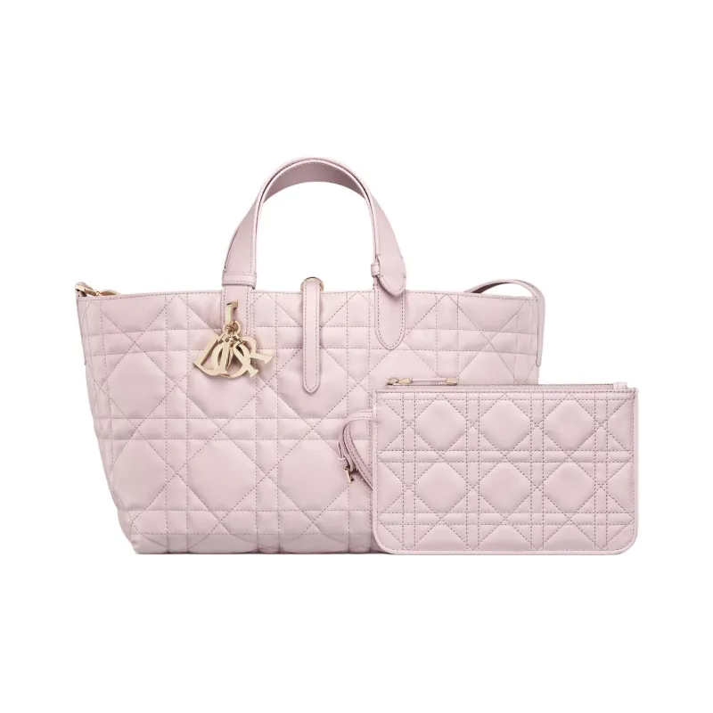 DIOR Toujours Cow Leather One Shoulder Handbag Medium Size Women's Light Pink-1