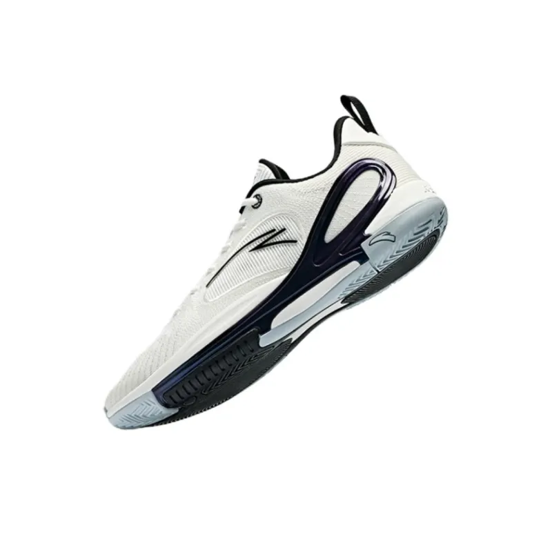 Anta Anti-Slip And Wear-Resistant Coverage Low-Top Air Cushion Basketball Shoes Men's White Black-2