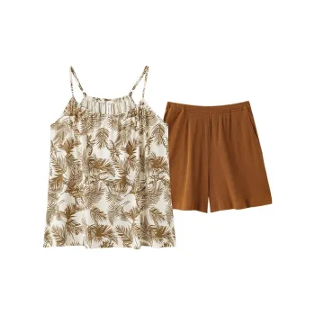 XIAFENYAN Pajama Set Women's 2 Pack Brown