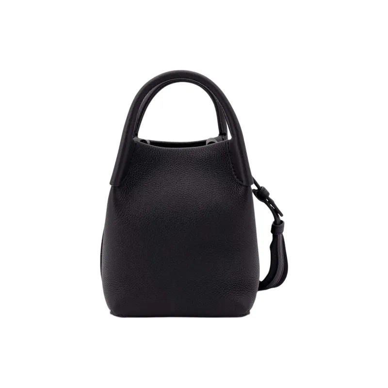Loro Piana Leather Bucket Bag, Shoulder Bag, Crossbody Bag, Handbag Women's Black-2