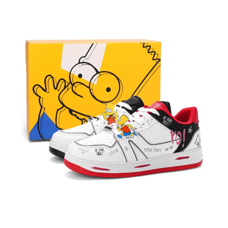 The Simpsons Skateboard Shoes Unisex Low Top Mismatched/White Red/White Black/White-50